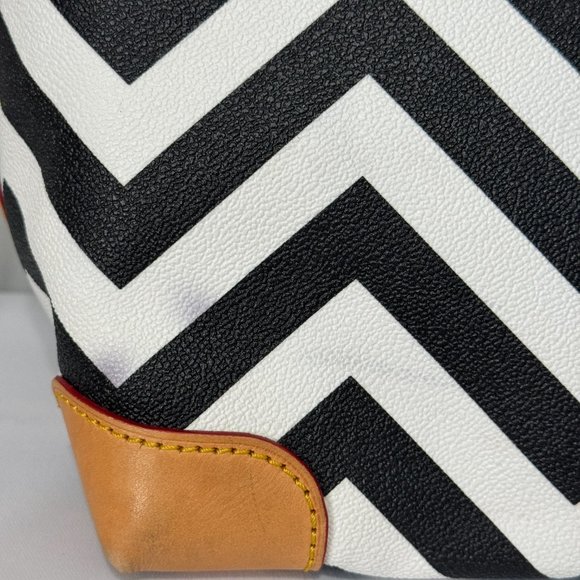 Dooney & Bourke Chevron Leather Satchel Bag | Black and White Geometric … - Picture 5 of 16
